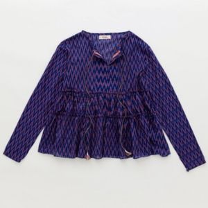 LemLem Zigy Blue Purple Tiered Tunic Top Small S